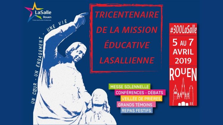 Affiche pour les festivités du tricentenaire de la mort de St Jean-Baptiste de La Salle à Rouen