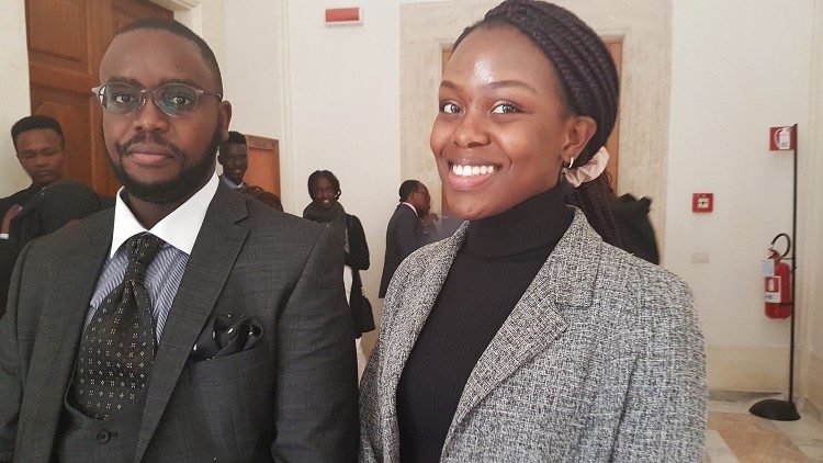 Kenya' Strathmore University students: Victor Ndambuki Nzioki and Louisa Ochilo recently on a visit at Rome's Santa Croce University 