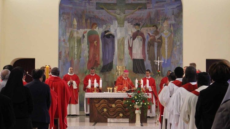 Colegio Pontificio Nepomuceno, misa en honor del patrón titular celebrada en 2019.