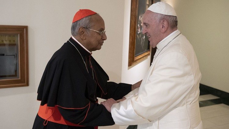 Pope Francis meeting Cardinal Malcolm Ranjith in the Vatican
