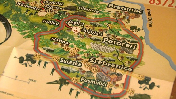 Una mappa della zona di Srebrenica nei tre anni di assedio delle truppe serbo bosniache
