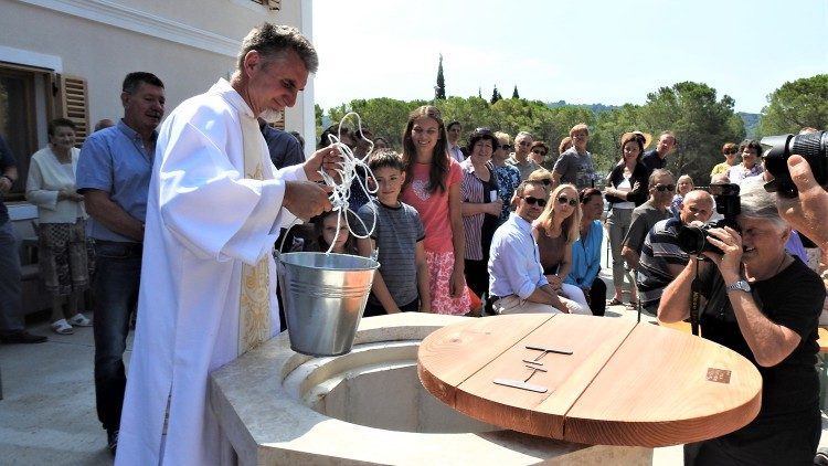 Bishop Jurij Bizjak celebrates Mass and blesses an Apostleship of the Sea pastoral Center 13 July 2019 in Slovenia 