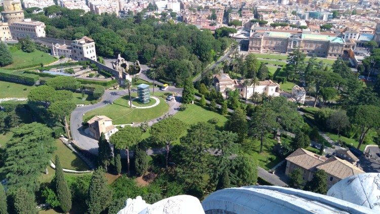 A view of a section the Vatican Gardens from the cupola of St. Peter's Basilica. 