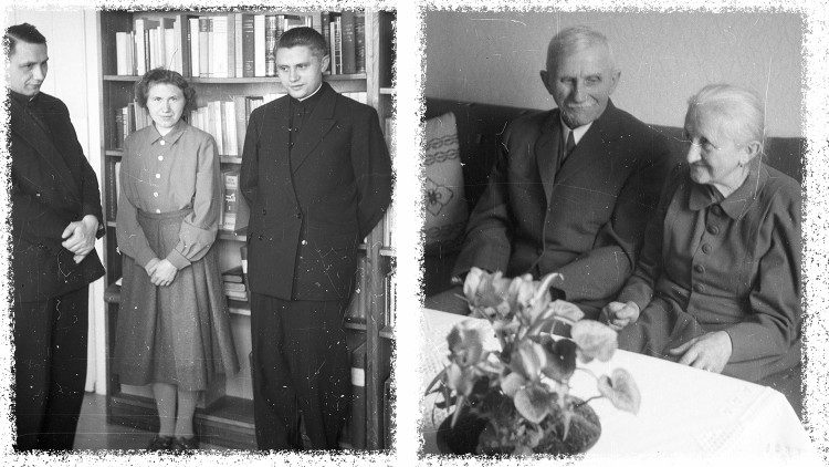 Й. Ратцингер с братом и сестрой и родители