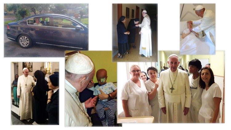 Le Pape en visite privée à la Casa Regina Mundi, le 28 juillet 2019.