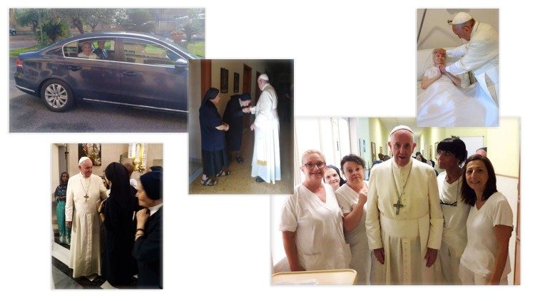 Obisk papeža Frančiška sester usmiljenk v njihovi hiši Regina Mundi v Rimu.