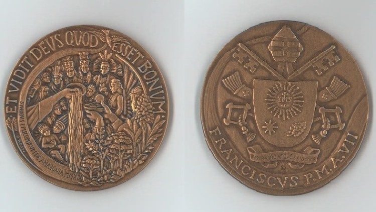 Die Medaille des VII. Jahres des Pontifikats von Papst Franziskus
