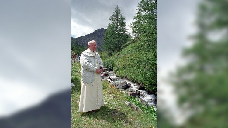 Pope John Paul II in the mountains near Aosta in 1997