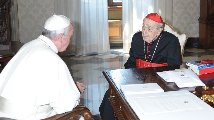 Il cardinale Achille Silvestrini a colloquio con Papa Francesco