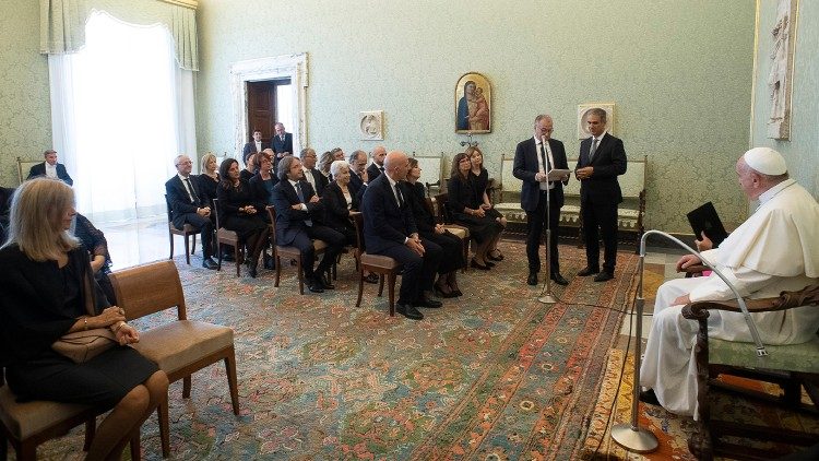 Pope Francis receives journalists from Italian RAI television's local news channel 