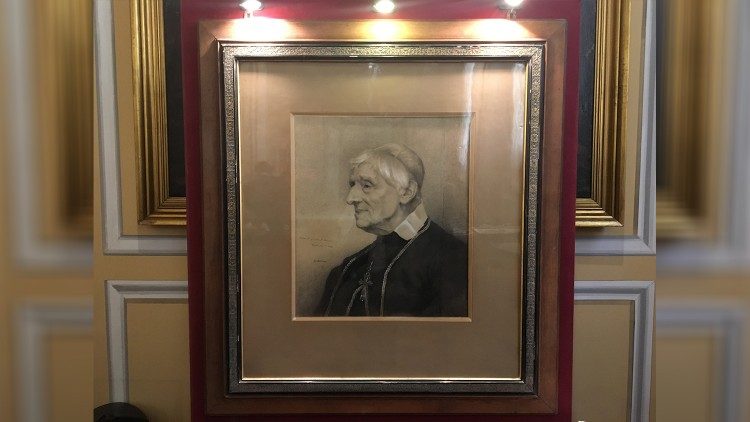 Portrait of Cardinal John Henry Newman at a Venerable English College exhibition