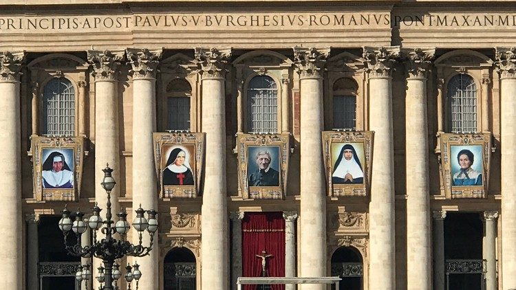 Facade of St. Peter's Basilica ahead of the canonization