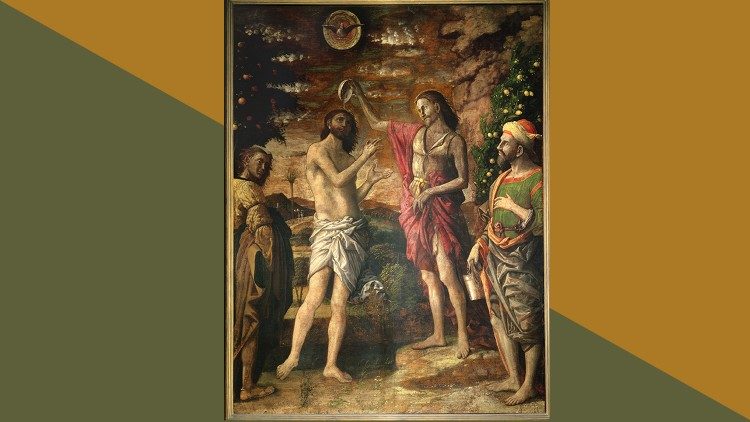 Andrea Mantegna e aiuti, Battesimo di Cristo, , (1504 ca.), Tempera a caseina su tela, Basilica concattedrale di Sant’Andrea, Mantova