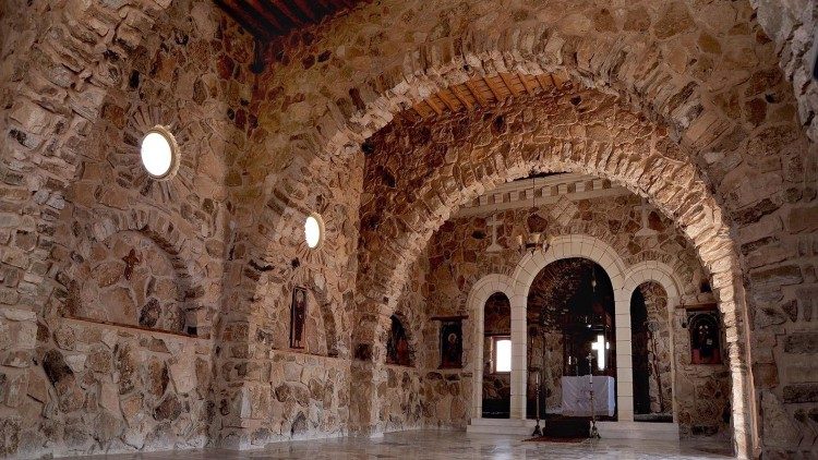L'église du monastère Mar Elian à Al-Qaryatayn, en Syrie.