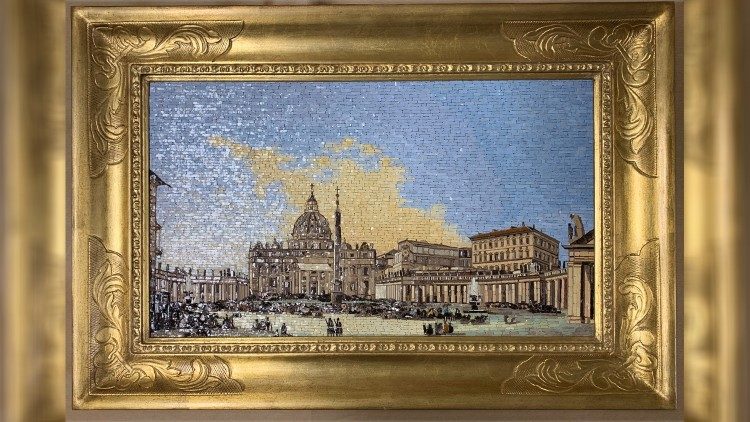 Il mosaico con la "Benedizione papale a Piazza San Pietro”. L'opera è stata donata da Papa Francesco al Re Rama X, durante il viaggio apostolico in Thailandia lo scorso 21 novembre