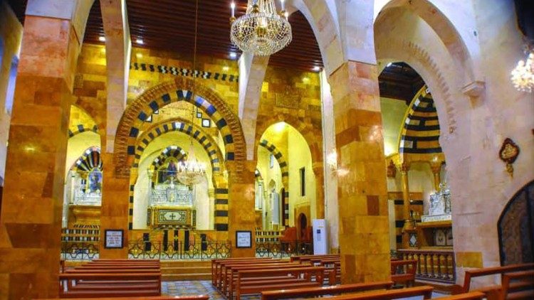 La cathédrale Notre-Dame-de-Bon-Secours d'Alep, de rite catholique arménien, rénovée après les destructions de la guerre. 