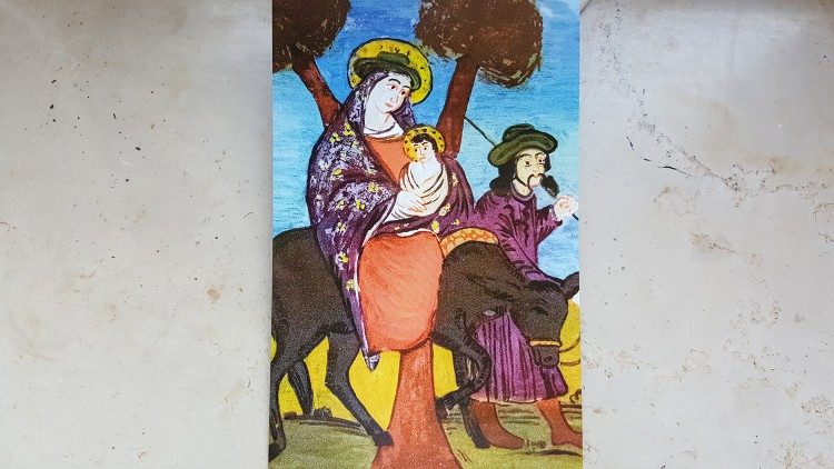 Beg v Egipt - poslikava na steklo, ki jo je naredila babica kardinala Czernyja