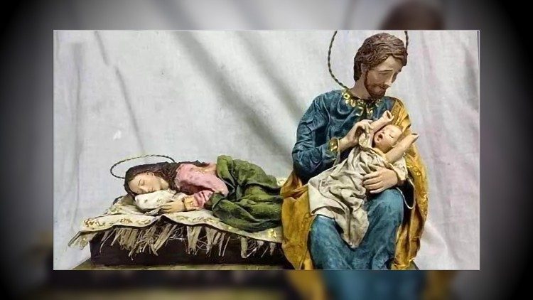 Krubba med en vilande jungfru Maria 