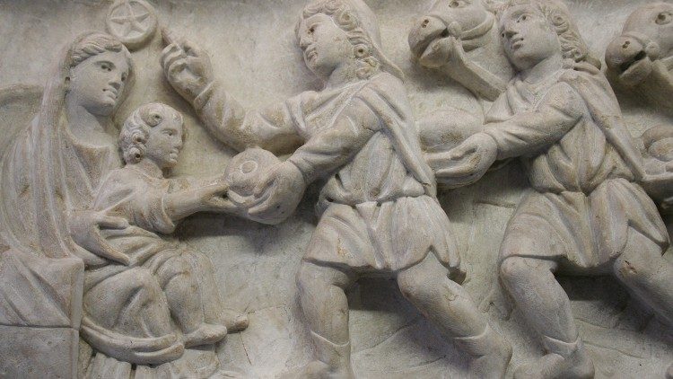 Sarcofago dell'Adorazione dei Magi e Daniele con i leoni, Museo Pio Cristiano