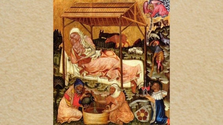 Böhmisk altartavla med Josef som utför hushållsarbete