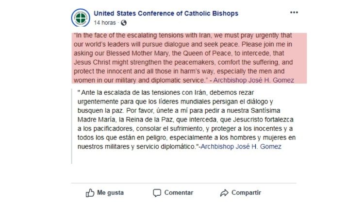 Comunicado de la Conferencia de Obispos Católicos de Estados Unidos 