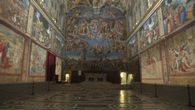 Die Sonderschau in der Sixtinischen Kappelle mit den Raffael-Wandteppichen