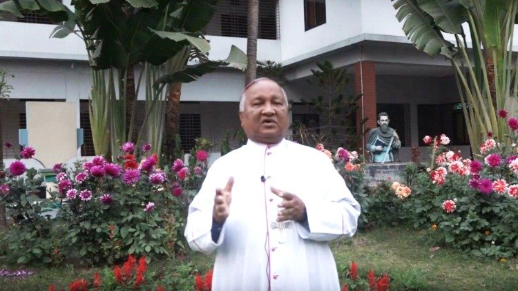 Bishop Gervas Rozario of Rajshahi delivering his Lenten message 2020 on YouTube.
