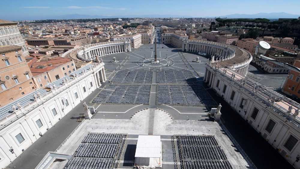 Vista aérea de la plaza de San Pedro en el Vaticano.