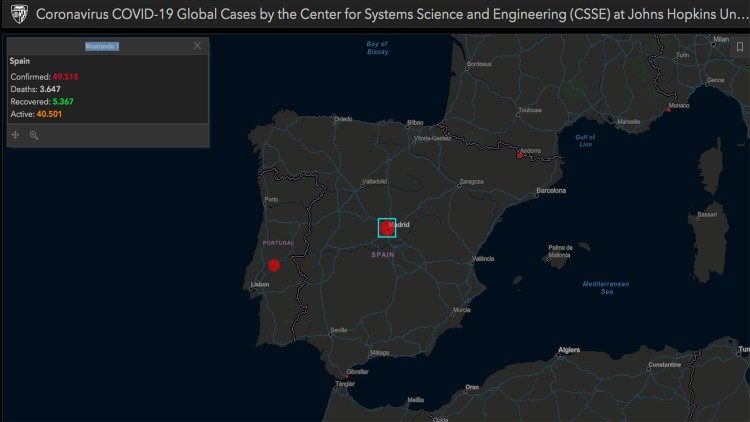26 marzo 2020: Mapa de propagación coronavirus en España