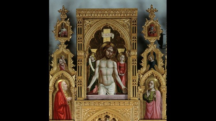 Niccolò di Liberatore “L'Alunno” (1430 ca.-1502), detalle del retablo de Montelparo, tempera y oro sobre tabla, 1466, Pinacoteca Vaticana ©Musei Vaticani
