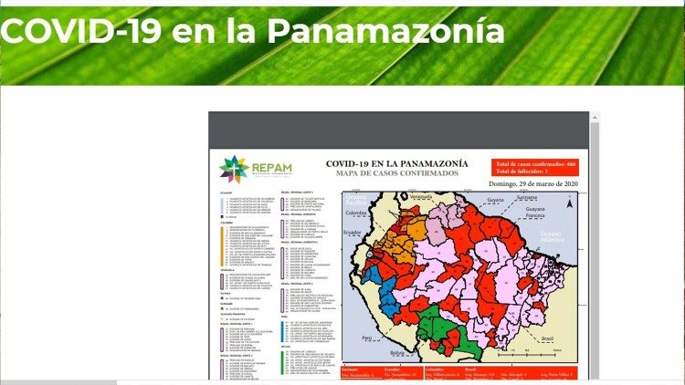 Mapa de la REPAM sobre el avance del COVID-19 en el territorio amazónico