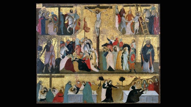 Alesso di Andrea, Crucifixión y escenas de la Pasión de Cristo, 1345 ca. Museosi Vaticanoa, Pinacoteca ©Musei Vaticani