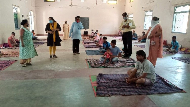 A Catholic Church facilty providing shelter to stranded migrant workers during the Covid-19 lockdown in India.
