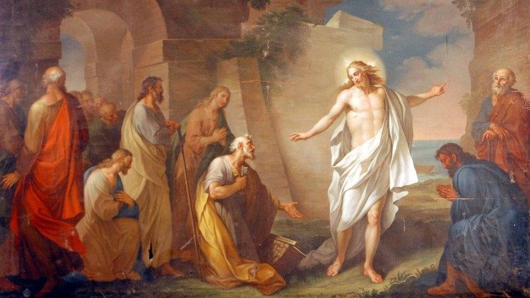 Vžkříšený Kristus s učedníky