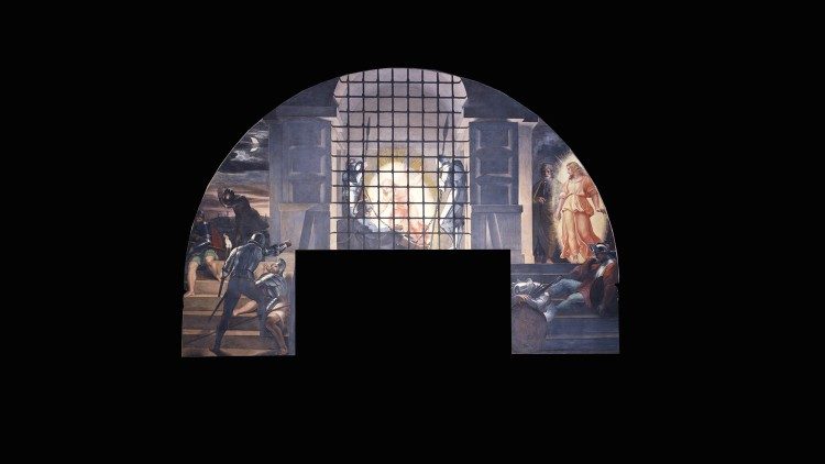 Raffaello Sanzio, Liberazione di S. Pietro, Stanze,  Stanza di Eliodoro. Palazzi Vaticani, particolare. ©Musei Vaticani