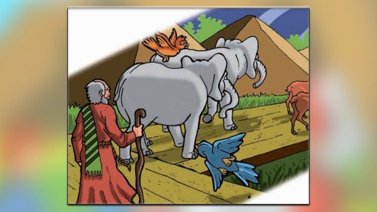 Abbildung Noachs in einer Kinderbibel, die von der Vatikandruckerei LEV herausgegeben wurde