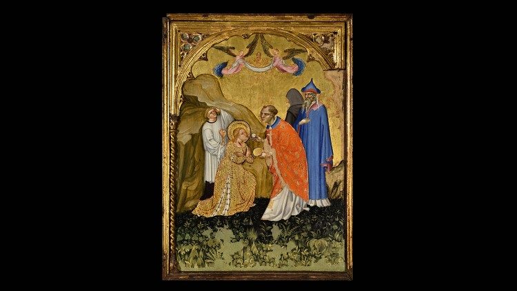 Jacobello del Fiore Scene della vita di Santa Lucia – Lucia riceve l’Eucarestia 1410 ca. tempera e doratura su tavola cm 60 x 80 Pinacoteca Civica, Palazzo dei Priori Fermo