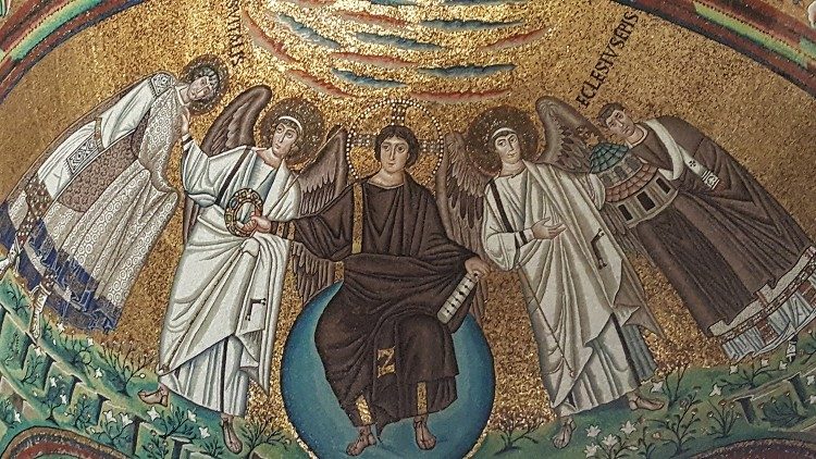 Ravenna, Vitale riceve la corona del martirio da Cristo ,  VI sec. 