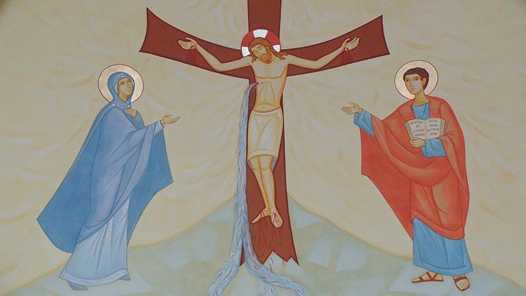 聖母和聖若望在十字架下陪伴耶穌
