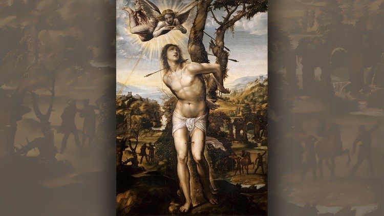 Sodoma, Estandarte de São Sebastião, 1525, a óleo, Galleria degli Uffizi