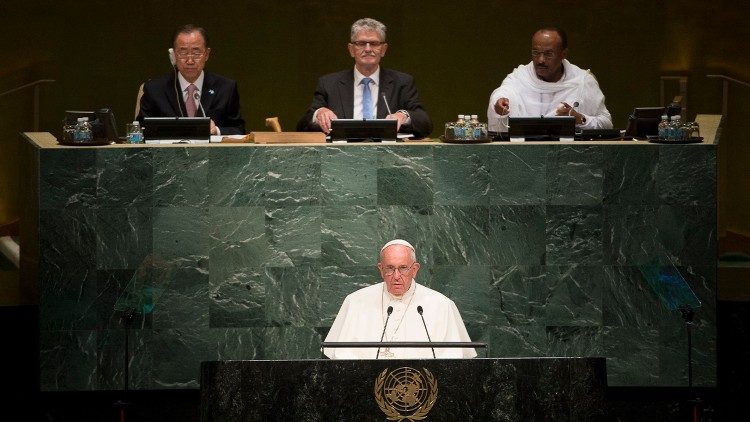 Le Pape François lors de son passage aux siège des Nations unies à New York (2015)