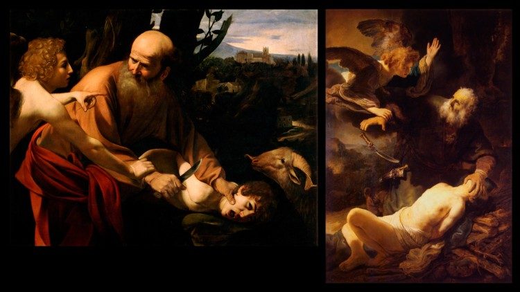 «Жертвоприношение Исаака» Караваджо (1603 г.) и Рембрандта (1635 г.)