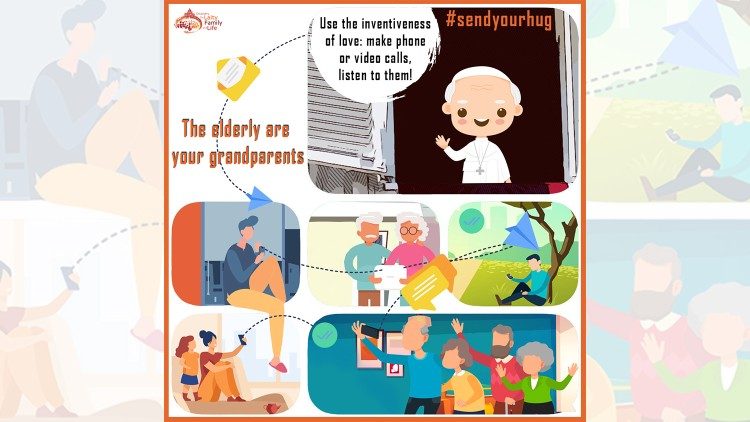 Рекламният плакат на новата ватиканска кампания "Всеки възрастен е твой дядо и баба"