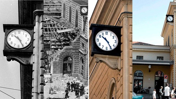 L'orologio della stazione fermo sull'ora dell'attentato, oggi come 40 anni fa