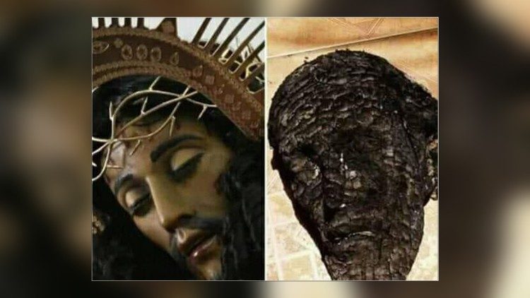 2020.08.01 La imagen de la sangre de Cristo tras ataque terrorista en Catedral de Managua Nicaragua