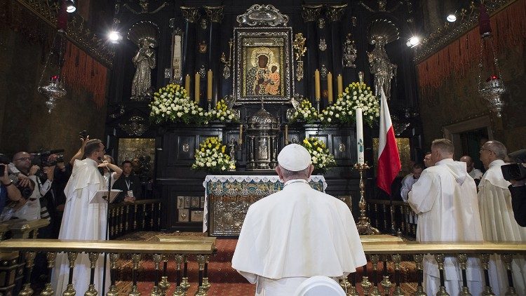 Le Pape François au sanctuaire de Jasna Gora à Czestochowa en Pologne. 