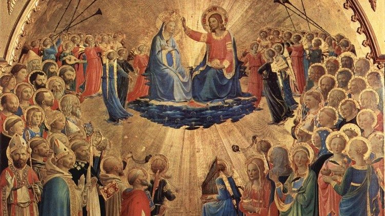 Beato Angelico, Incoronazione della Vergine (particolare) 1434-1435, galleria degli UffiziFirenze