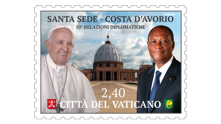 Francobollo dedicato ai 50 anni delle relazioni diplomatiche Santa Sede - Costa d'Avorio