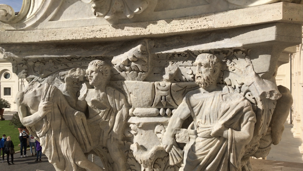 2020.10.14 Musei Vaticani restauro Pigna bronzea Cortile 7