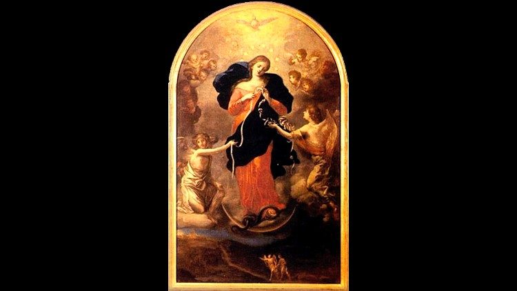 La Virgen Desatanudos por el pintor alemán Johann Georg Melchior Schmidtner.